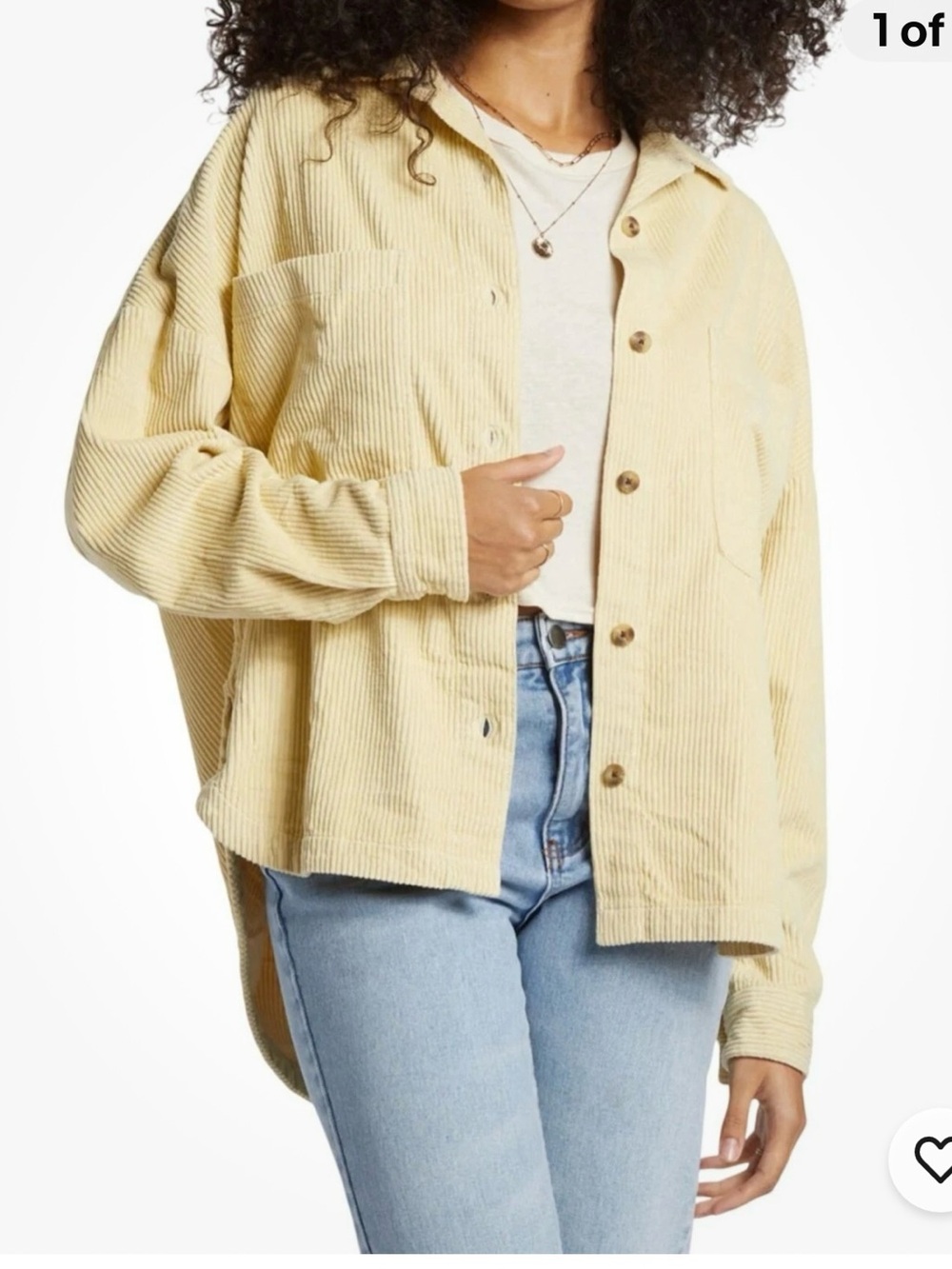 Billabong Women's Pale Yellow Corduroy Shacket